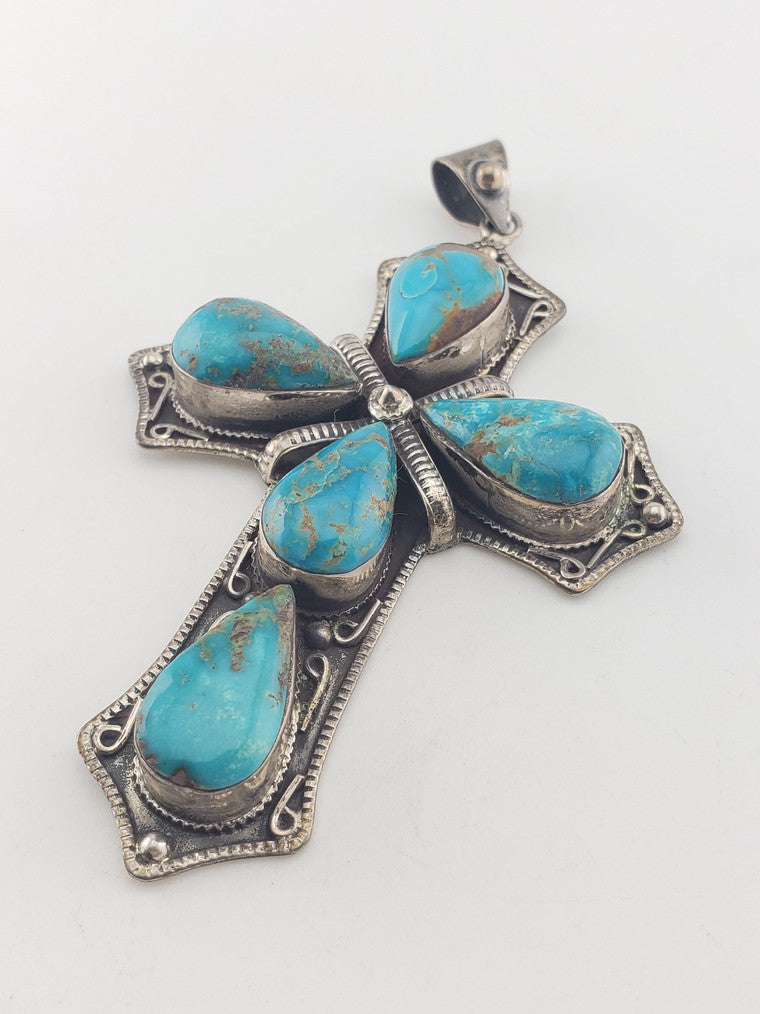 SS Turquoise Cross Pendant #1
