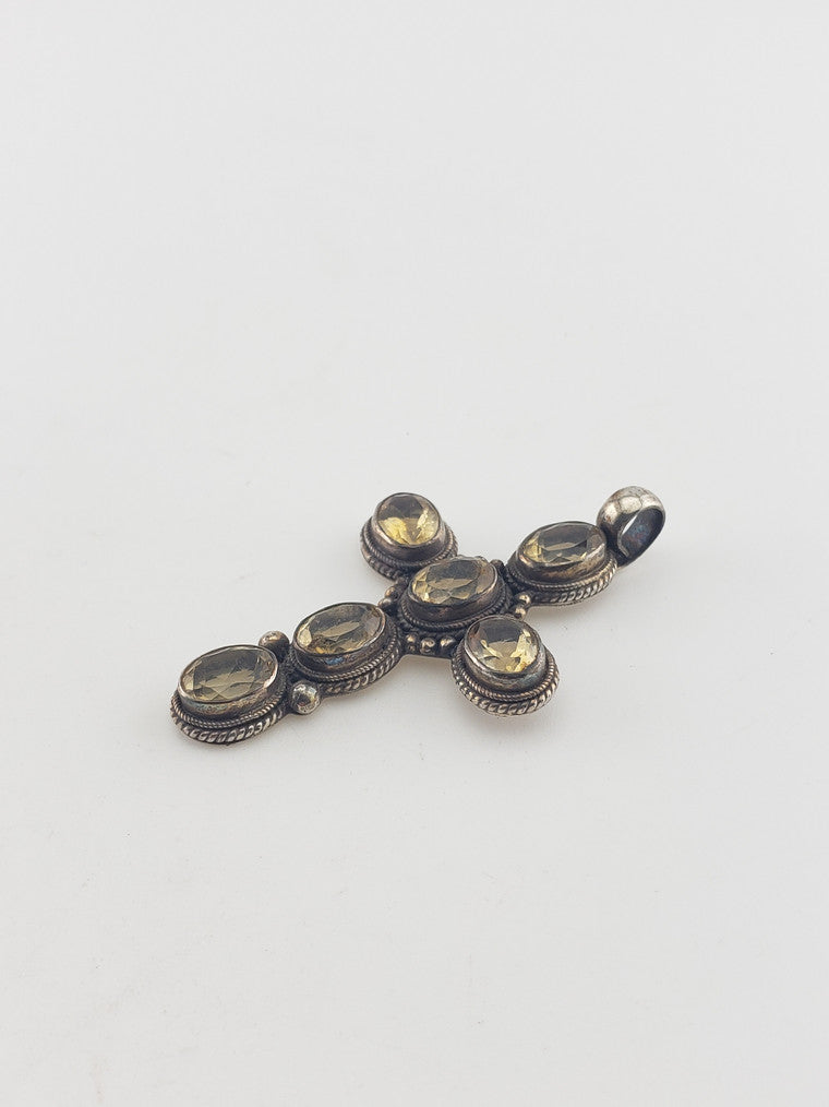 SS Citrine Cross Pendant