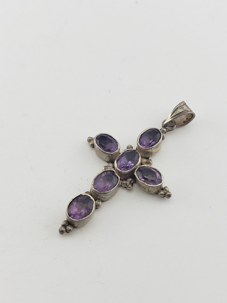 SS Amethyst Cross Pendant #1