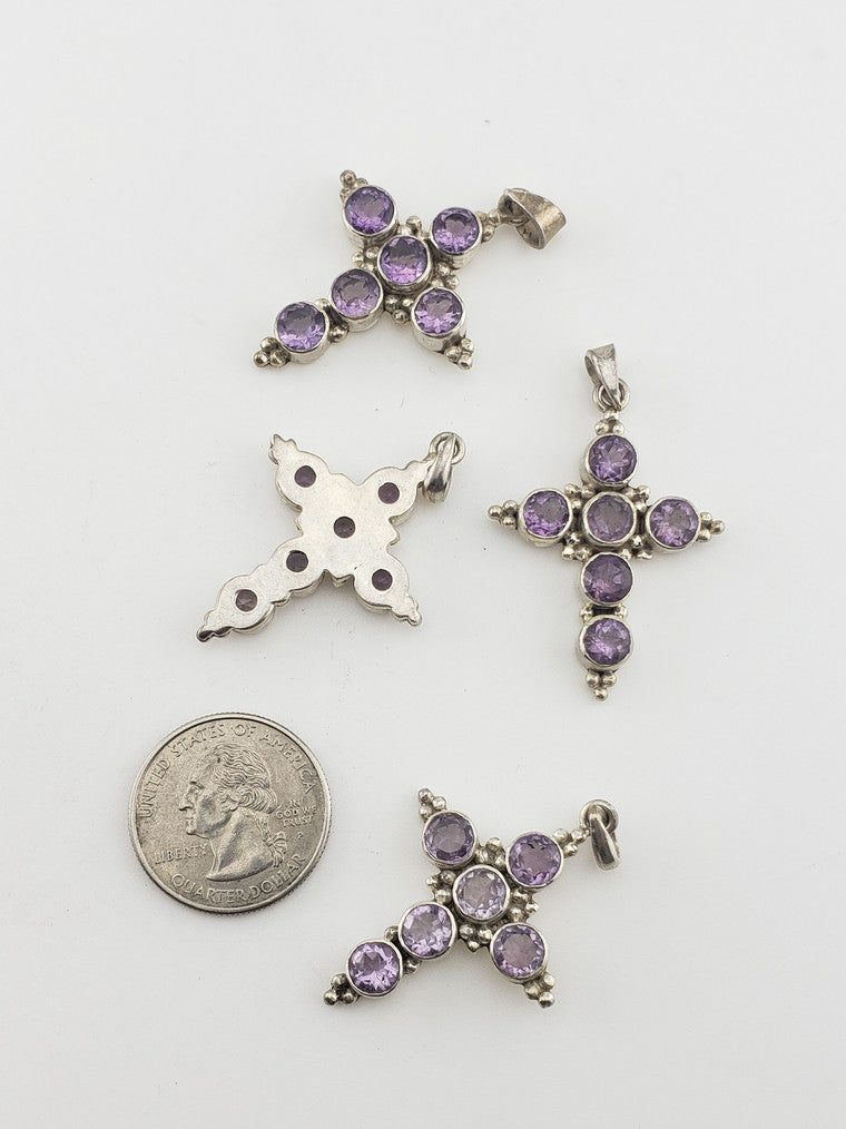 SS Amethyst Cross Pendant #1