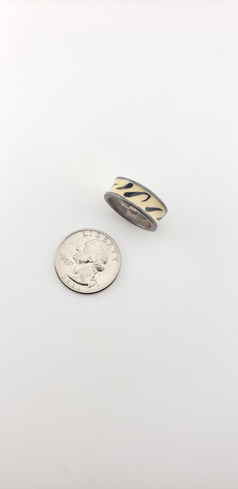 Silver Enamel Band