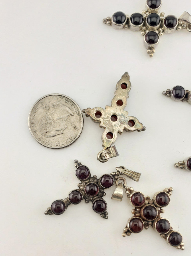 SS Garnet Cross Pendant #2