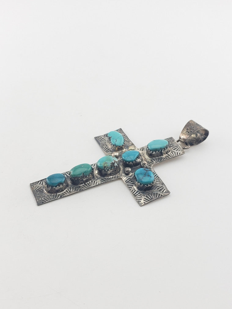 SS Turquoise Cross Pendant #2