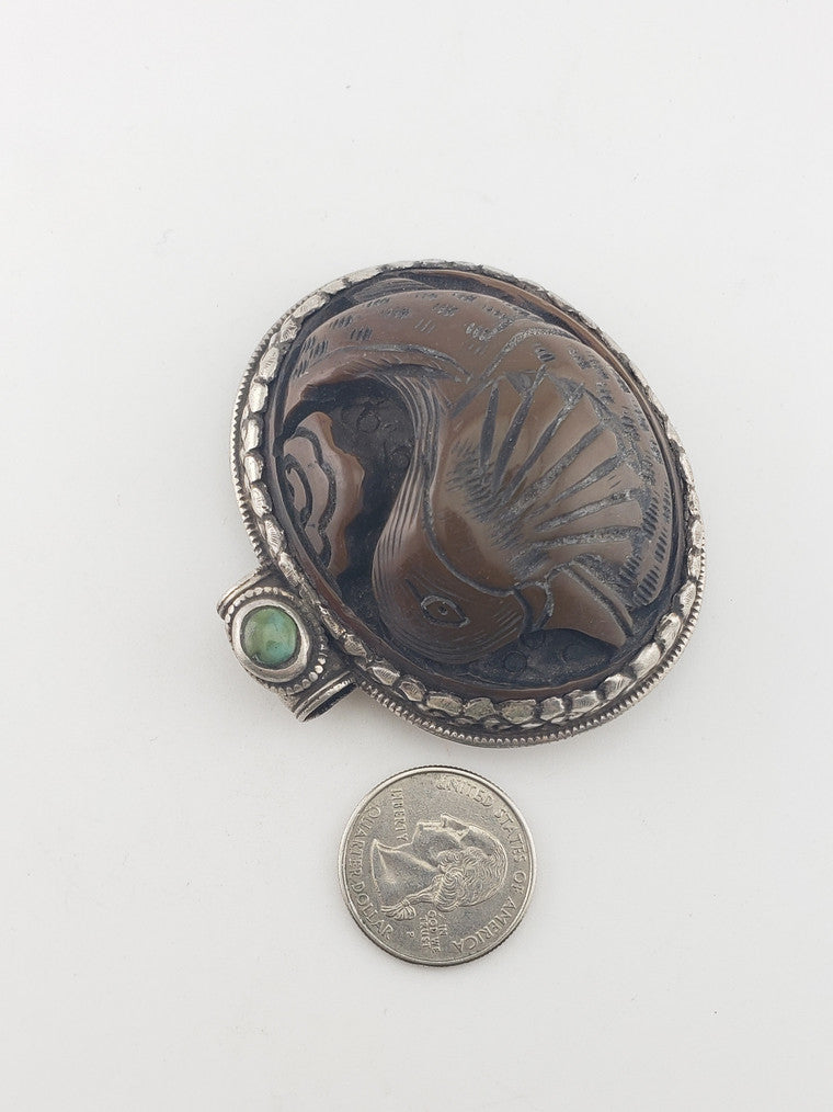 SS Tibet Amber Duck Pendant
