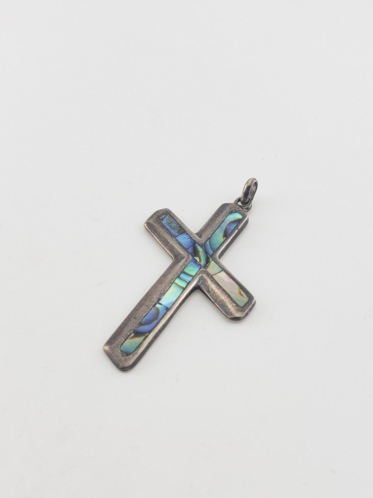 SS Abalone Cross Pendant