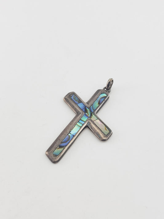 SS Abalone Cross Pendant