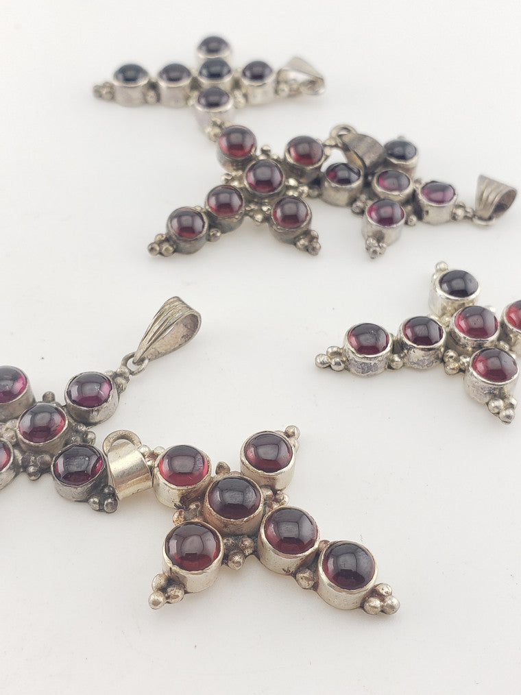 SS Garnet Cross Pendant #2