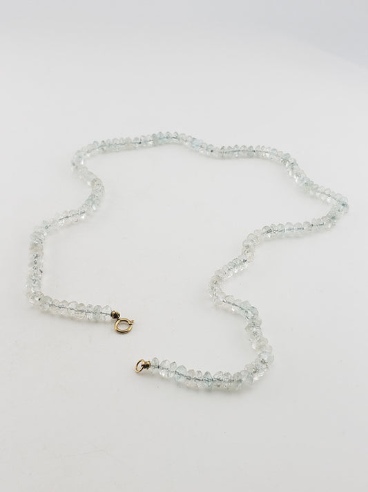 Aqua Beaded Necklace w/ 14k Clasp