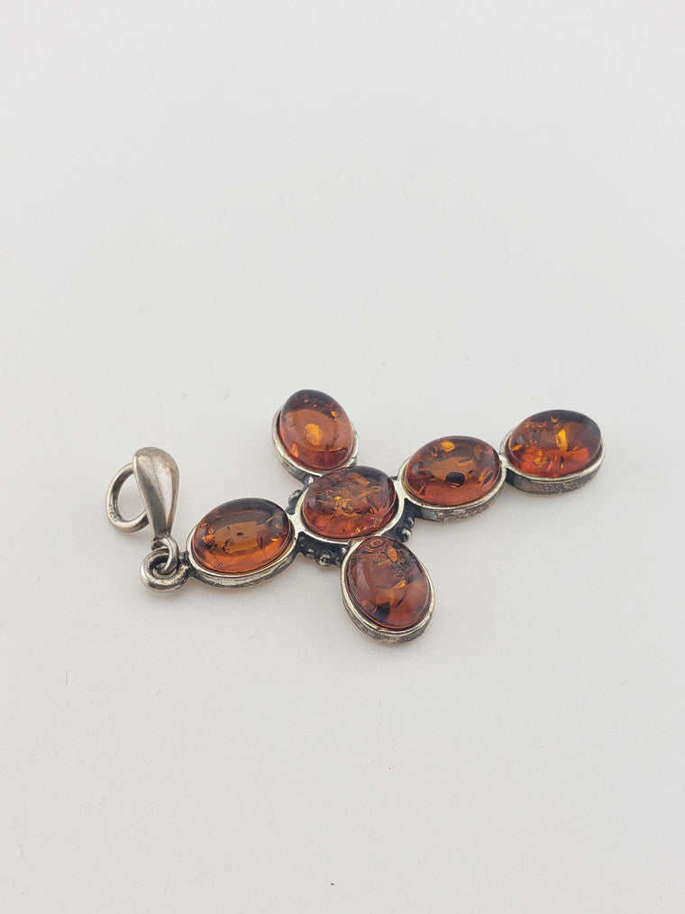 SS Amber Cross Pendant #1