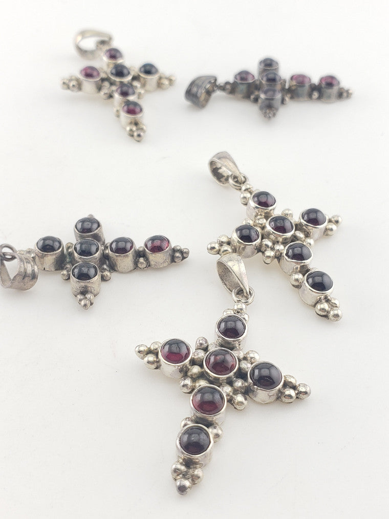 SS Garnet Cross Pendant #3