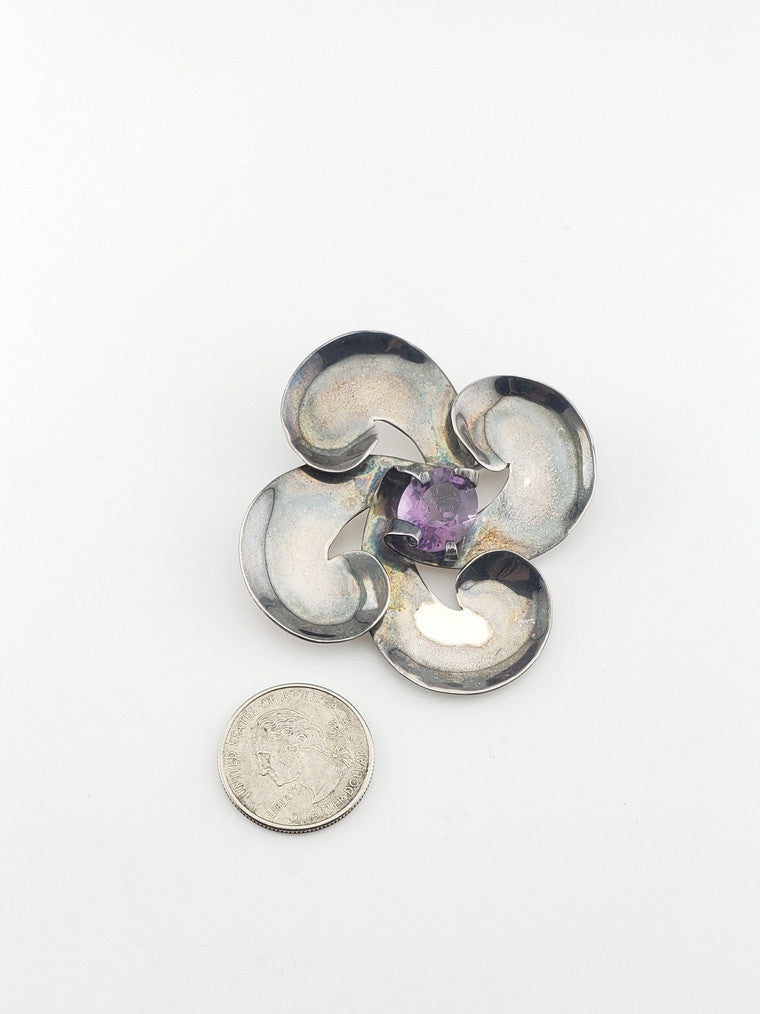 SS Amethyst Pendant/Pin