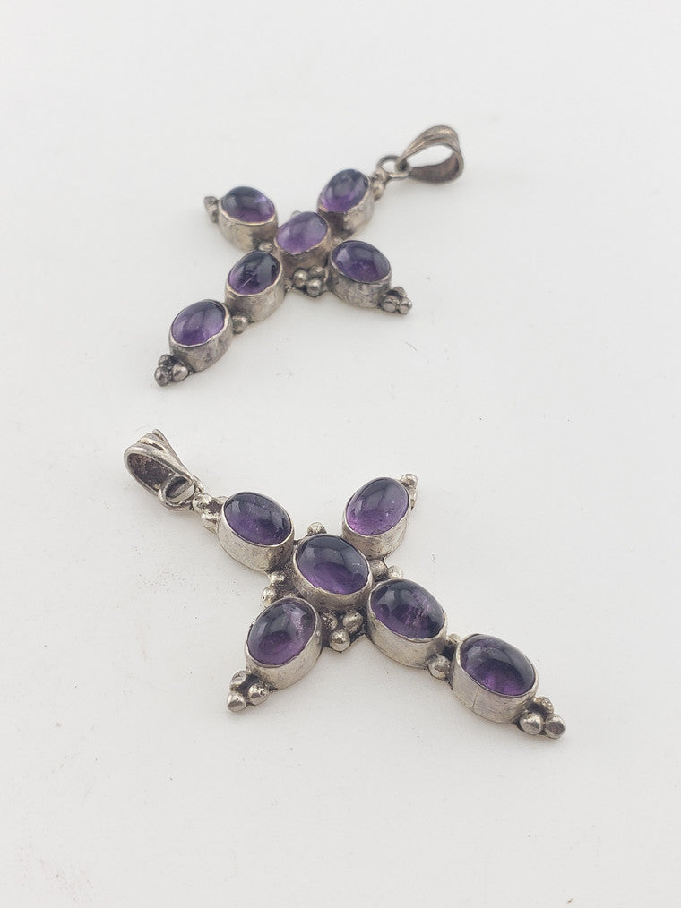 SS Amethyst Cross Pendant #2
