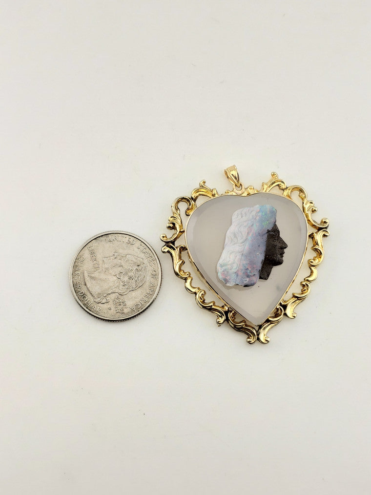 Vintage Opal Heart Pendant