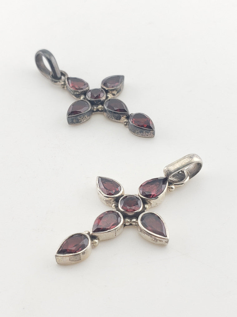 SS Garnet Cross Pendant #5