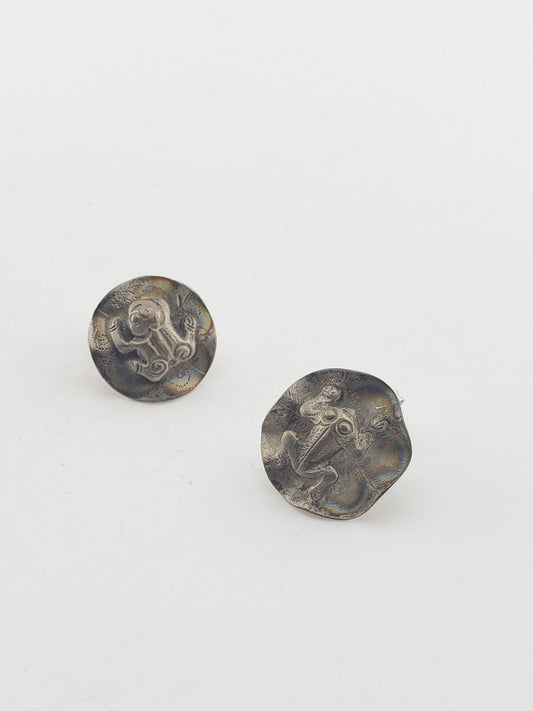 Antique SS Frog Earrings w/ 14kw Backs
