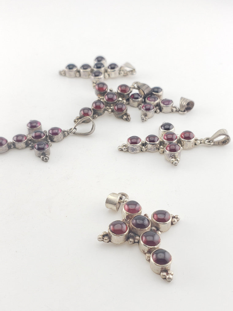 SS Garnet Cross Pendant #2