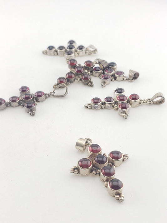 SS Garnet Cross Pendant #2