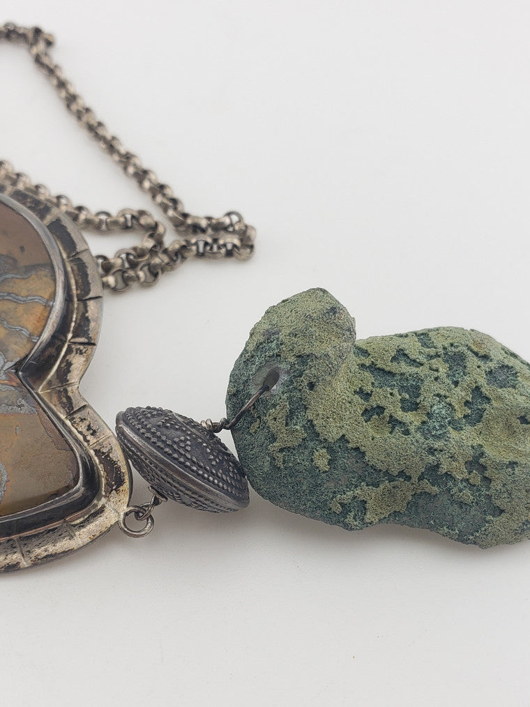 SS Ammonite Shell w/ Green Geode