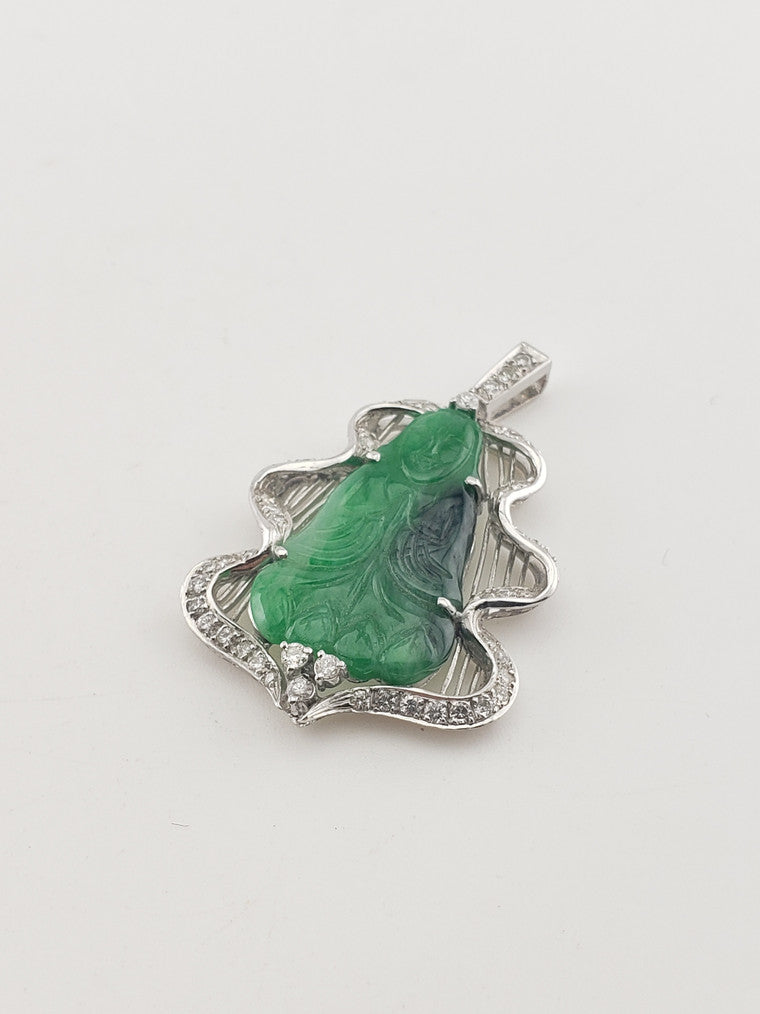 Jade Buddha w/ Diamond Pendant