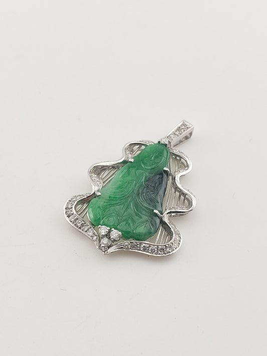 Jade Buddha w/ Diamond Pendant